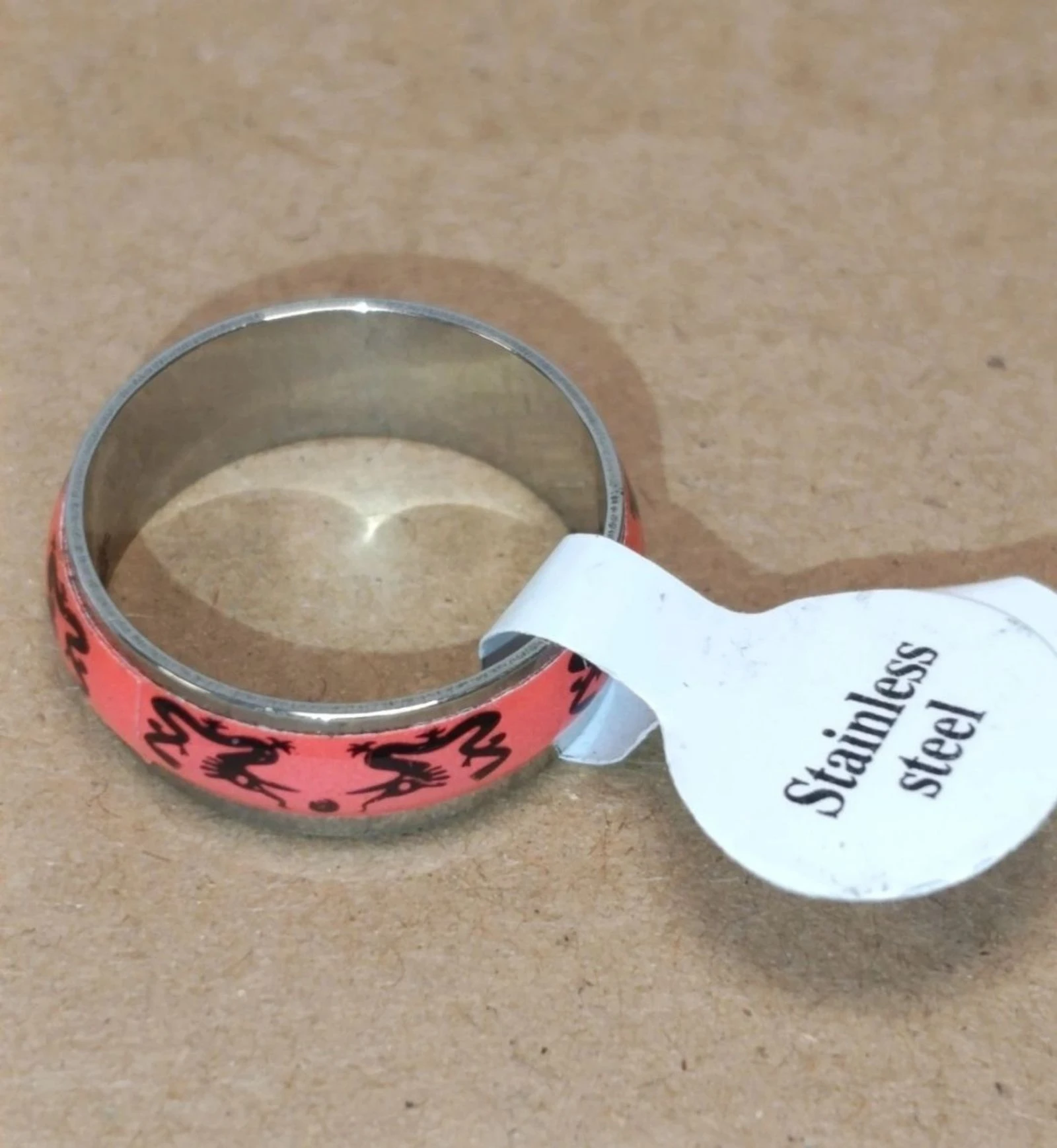 Bague en acier argenté motif corail et dragons taille 8 – photo 3